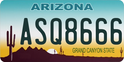 AZ license plate ASQ8666