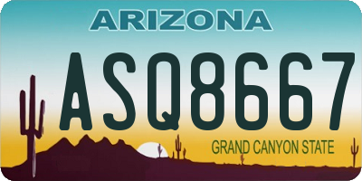 AZ license plate ASQ8667