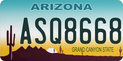 AZ license plate ASQ8668