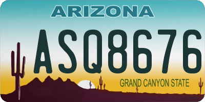 AZ license plate ASQ8676