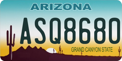 AZ license plate ASQ8680