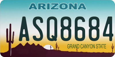AZ license plate ASQ8684