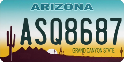 AZ license plate ASQ8687