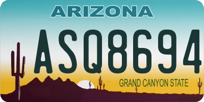 AZ license plate ASQ8694