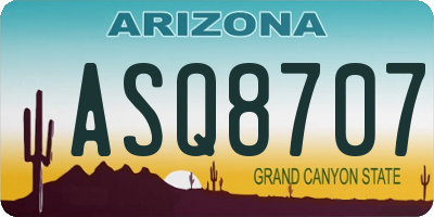 AZ license plate ASQ8707