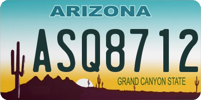 AZ license plate ASQ8712