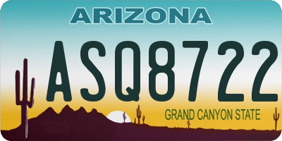 AZ license plate ASQ8722