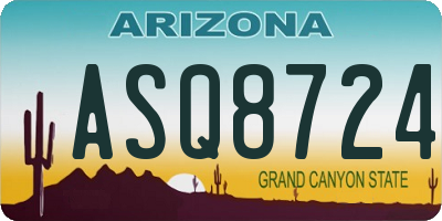 AZ license plate ASQ8724
