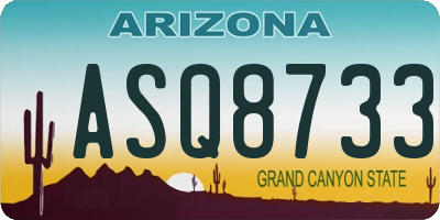 AZ license plate ASQ8733