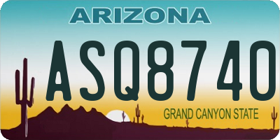 AZ license plate ASQ8740