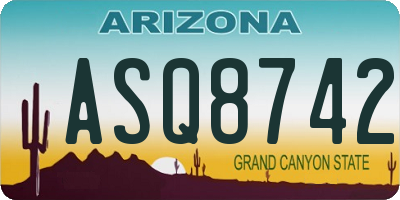 AZ license plate ASQ8742