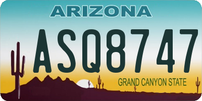 AZ license plate ASQ8747
