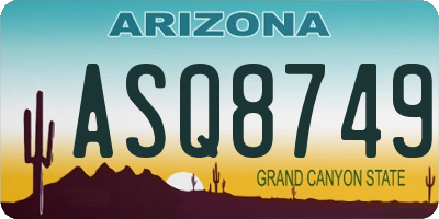 AZ license plate ASQ8749