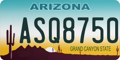 AZ license plate ASQ8750