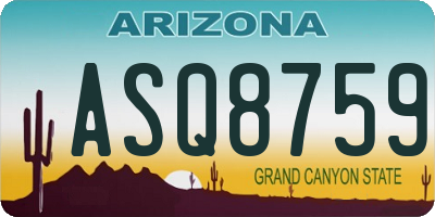 AZ license plate ASQ8759