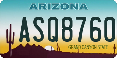 AZ license plate ASQ8760