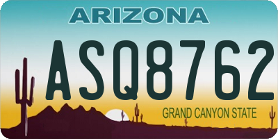 AZ license plate ASQ8762