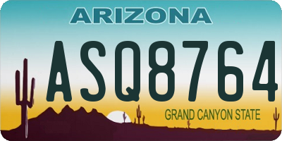 AZ license plate ASQ8764