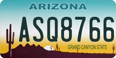 AZ license plate ASQ8766