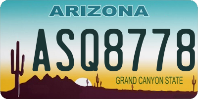 AZ license plate ASQ8778