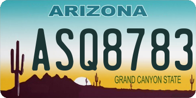 AZ license plate ASQ8783
