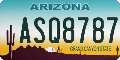 AZ license plate ASQ8787