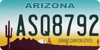 AZ license plate ASQ8792