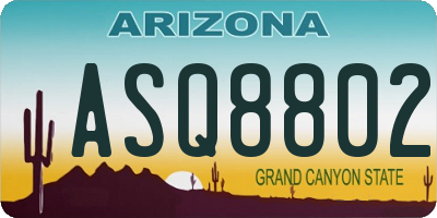 AZ license plate ASQ8802