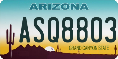AZ license plate ASQ8803