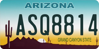 AZ license plate ASQ8814