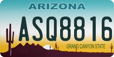 AZ license plate ASQ8816