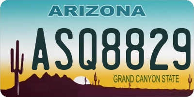 AZ license plate ASQ8829