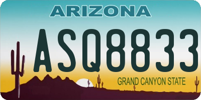 AZ license plate ASQ8833