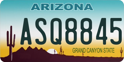 AZ license plate ASQ8845