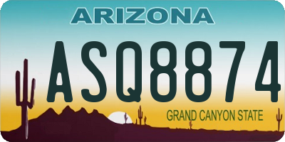 AZ license plate ASQ8874