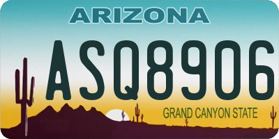 AZ license plate ASQ8906