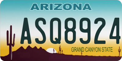 AZ license plate ASQ8924