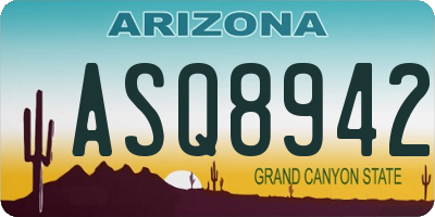AZ license plate ASQ8942