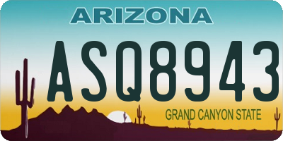 AZ license plate ASQ8943