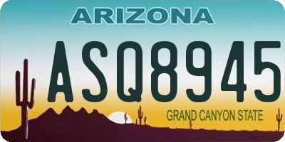 AZ license plate ASQ8945