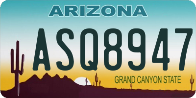 AZ license plate ASQ8947