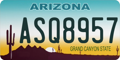 AZ license plate ASQ8957