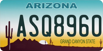 AZ license plate ASQ8960