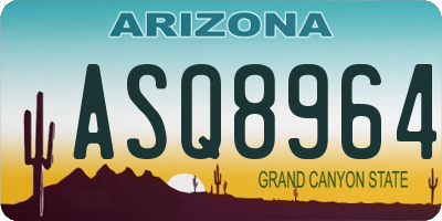 AZ license plate ASQ8964