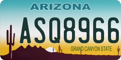 AZ license plate ASQ8966