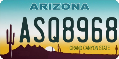 AZ license plate ASQ8968