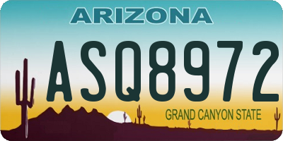 AZ license plate ASQ8972