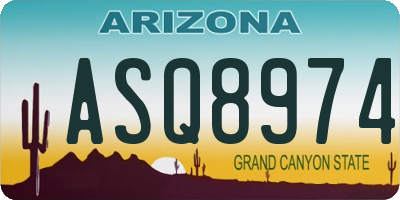 AZ license plate ASQ8974