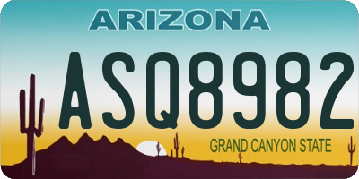 AZ license plate ASQ8982