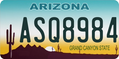 AZ license plate ASQ8984